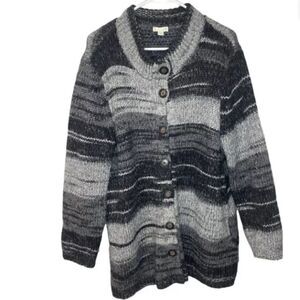 J. JILL Warm Med-Weight Button Up WOOL Blend SWEATER CARDIGAN Sz L